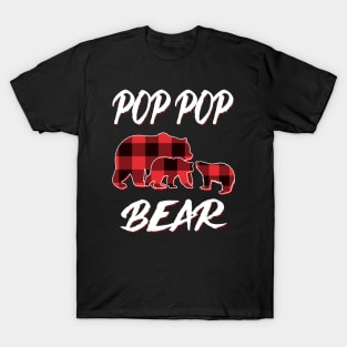 Pop Pop Bear Red Plaid Christmas Pajama Matching Family Gift T-Shirt